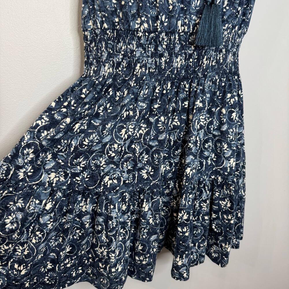Lauren Ralph Lauren Tiered Floral Linen Blend Dress Smocked Beach Coastal Sz 12 - Picture 6 of 14